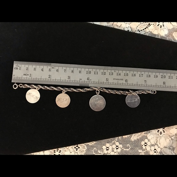 VINTAGE STERLING 925 CHARM BRACELET LOVE TOKENS